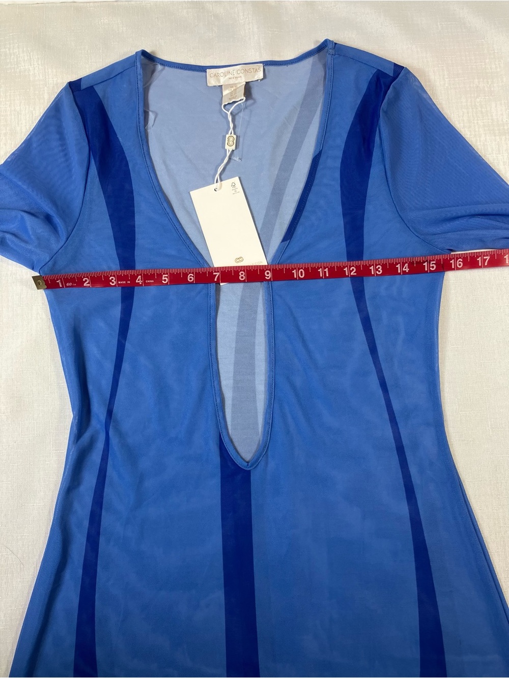 NWT STUNNING! Caroline Constas Sheer Maxi Swim Cover Up, Cobalt Blue, Size XS - Picture 10 of 16